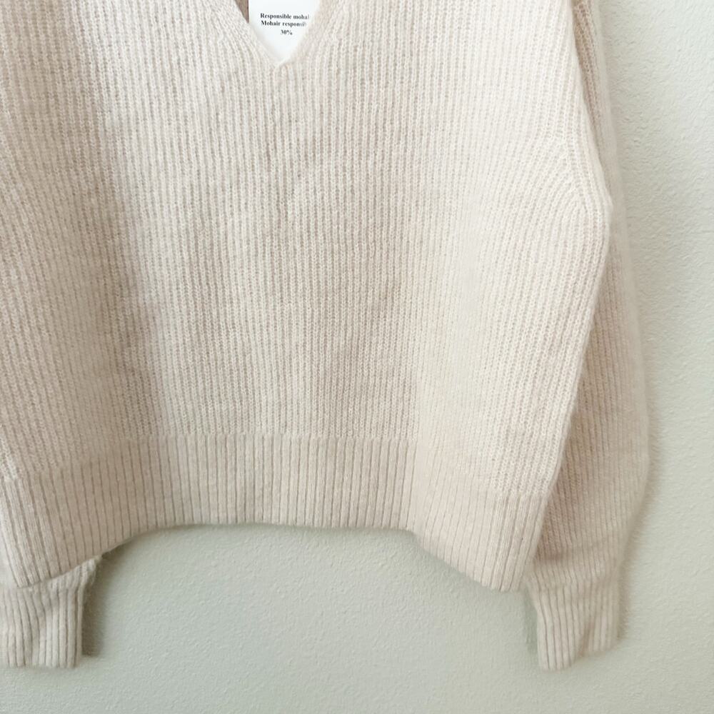 & OTHER STORIES x ANTHRO | NWT Beige Cream Mohair Knit Jumper Sweater | Medium - Picture 5 of 10